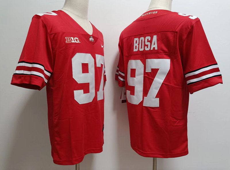Men Ohio State Buckeyes #97 Bosa Red Nike 2025 NCAA Jersey->ncaa teams->NCAA Jersey